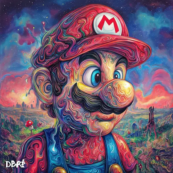 A psychedelic Mario who ate the wrong mushroom