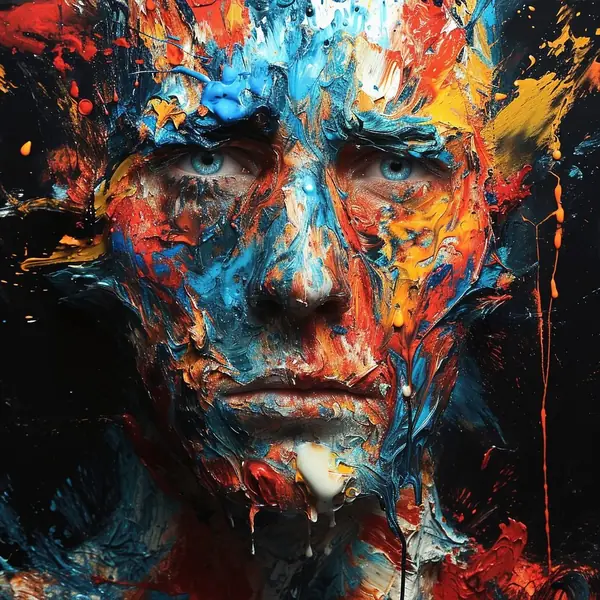 A face melting in acid-bright paint