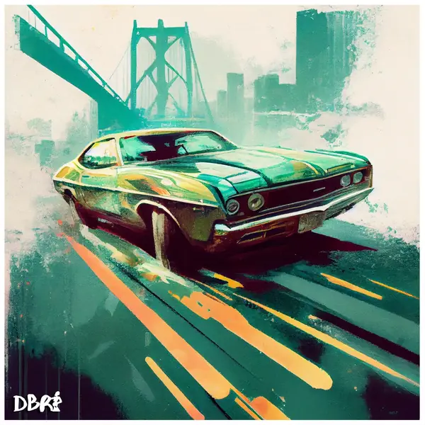 Green Racer: a muscle car tearing through the city