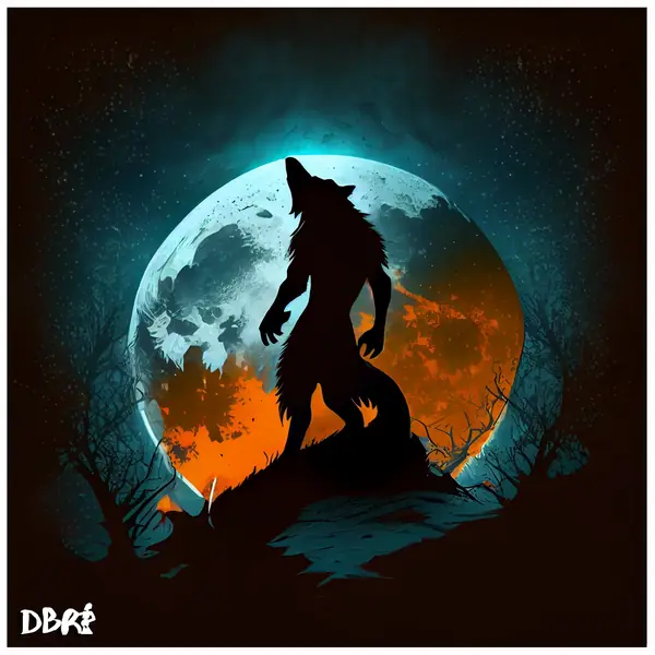 A werewolf barking at the moon