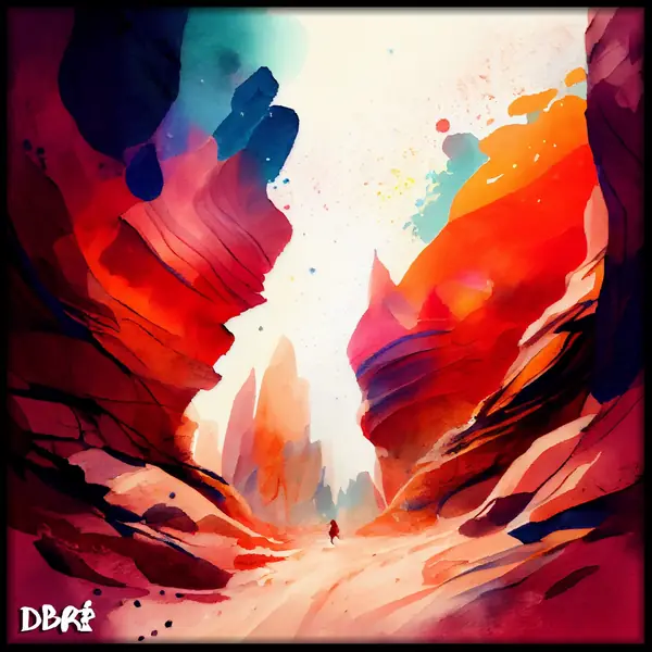 A watercolour canyon in reds and pinks