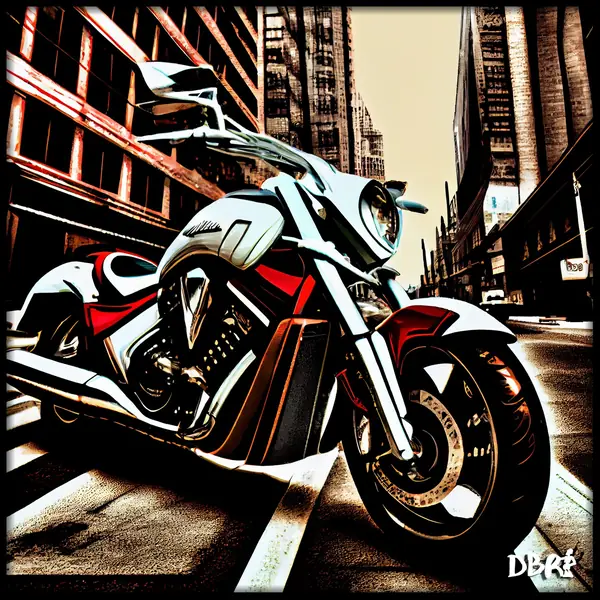 A chrome motorcycle on a city street