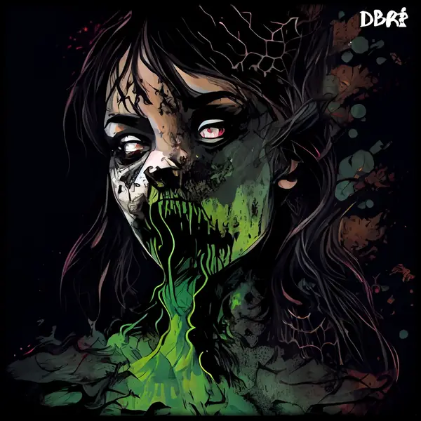 A gothic horror portrait dripping green
