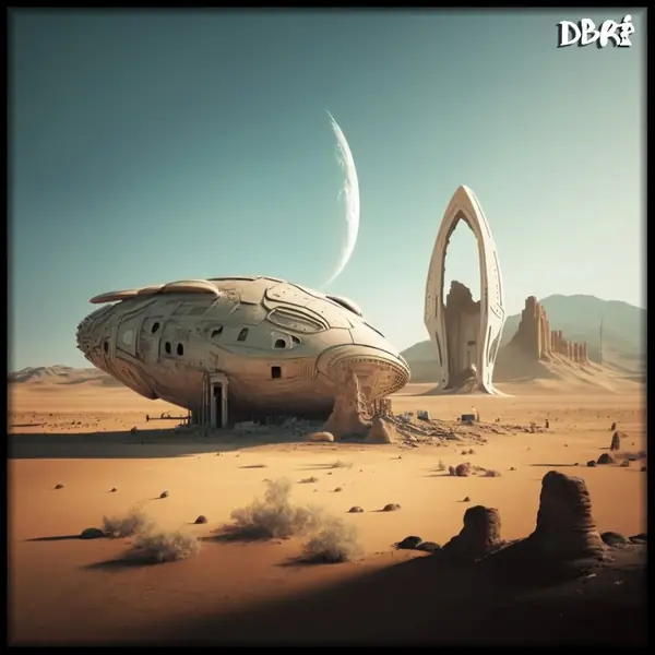 A spaceship landed on a new world