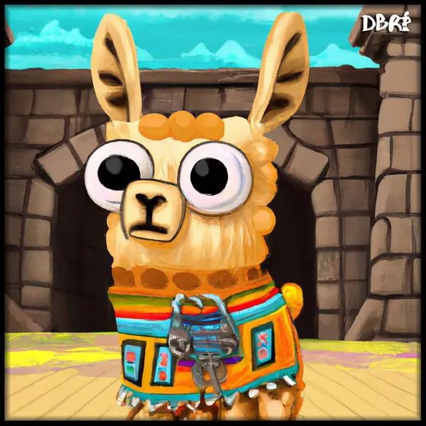 An alpaca in a knitted jumper