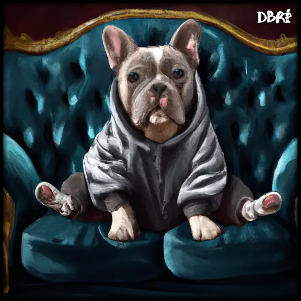 A French bulldog in a hoodie