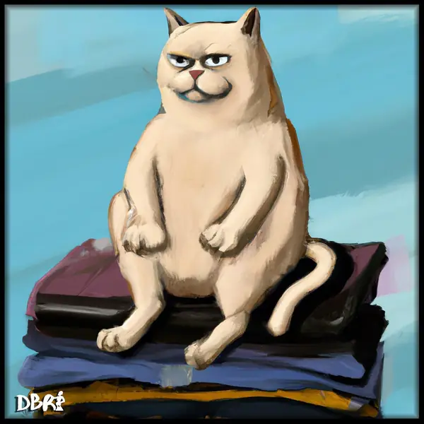 A grumpy cat on a pile of clothes: why isn't it Friday?