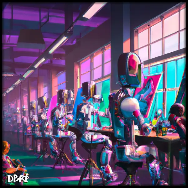 A nice place to be: robots at work in a neon loft