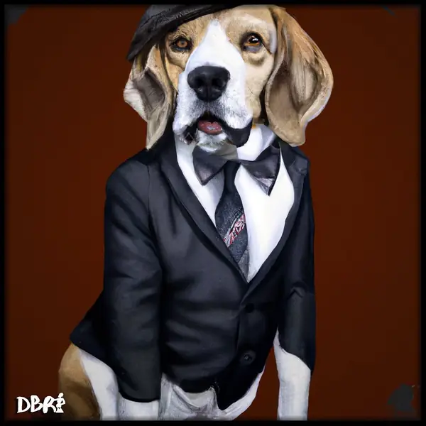A beagle in a suit. The Human misses him.