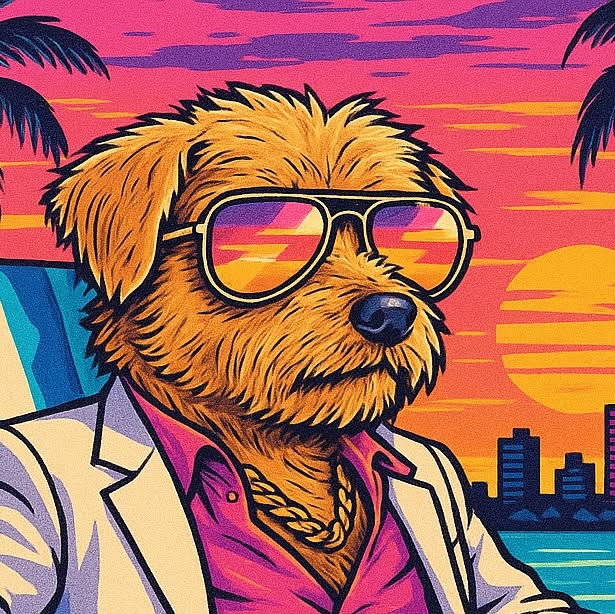 Be more Fergus: a retro sunset dog in shades
