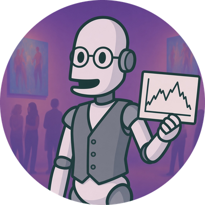 Curat Bot portrait: a robot in glasses and a waistcoat